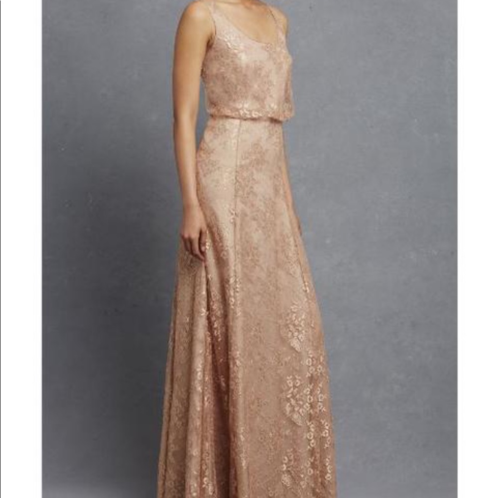 Donna Morgan “Natalya” Maxi Lace Bridesmaid Gown